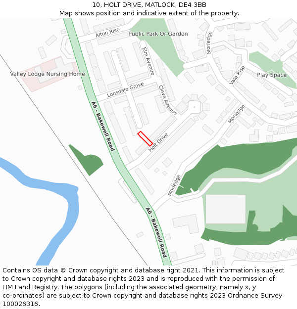 10, HOLT DRIVE, MATLOCK, DE4 3BB: Location map and indicative extent of plot