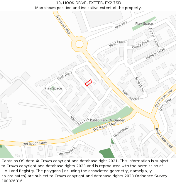 10, HOOK DRIVE, EXETER, EX2 7SD: Location map and indicative extent of plot