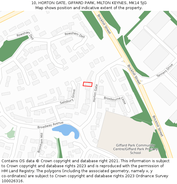 10, HORTON GATE, GIFFARD PARK, MILTON KEYNES, MK14 5JG: Location map and indicative extent of plot