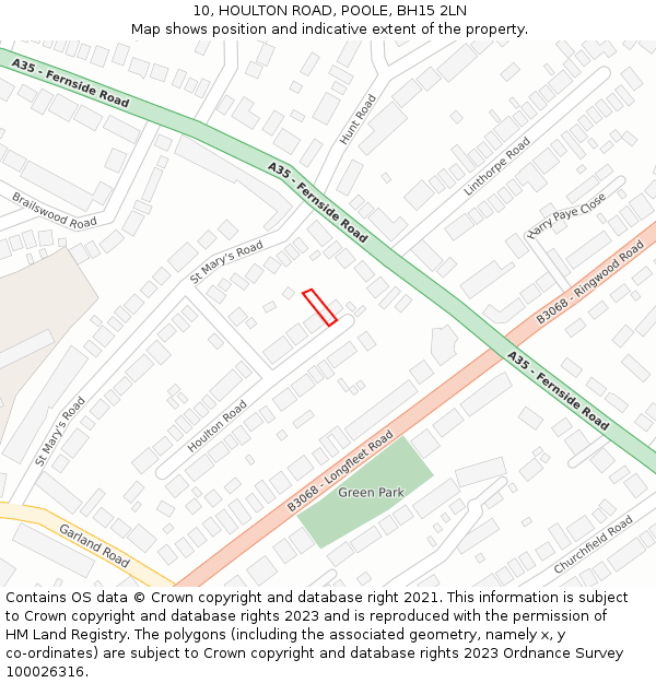 10, HOULTON ROAD, POOLE, BH15 2LN: Location map and indicative extent of plot