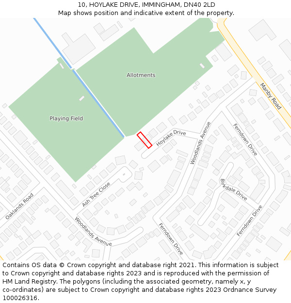 10, HOYLAKE DRIVE, IMMINGHAM, DN40 2LD: Location map and indicative extent of plot