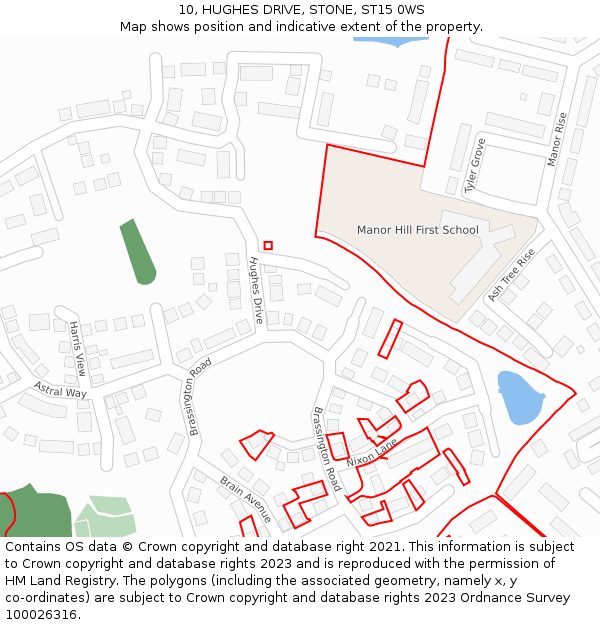 10, HUGHES DRIVE, STONE, ST15 0WS: Location map and indicative extent of plot