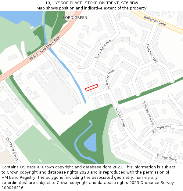 10, HYSSOP PLACE, STOKE-ON-TRENT, ST6 8BW: Location map and indicative extent of plot