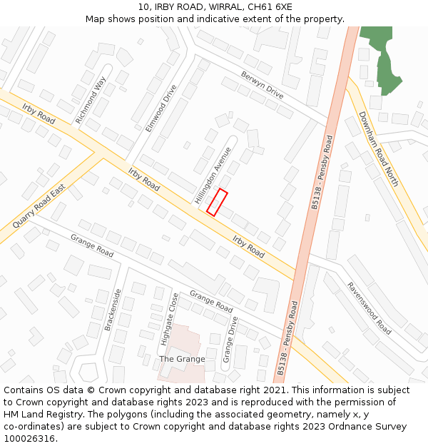 10, IRBY ROAD, WIRRAL, CH61 6XE: Location map and indicative extent of plot