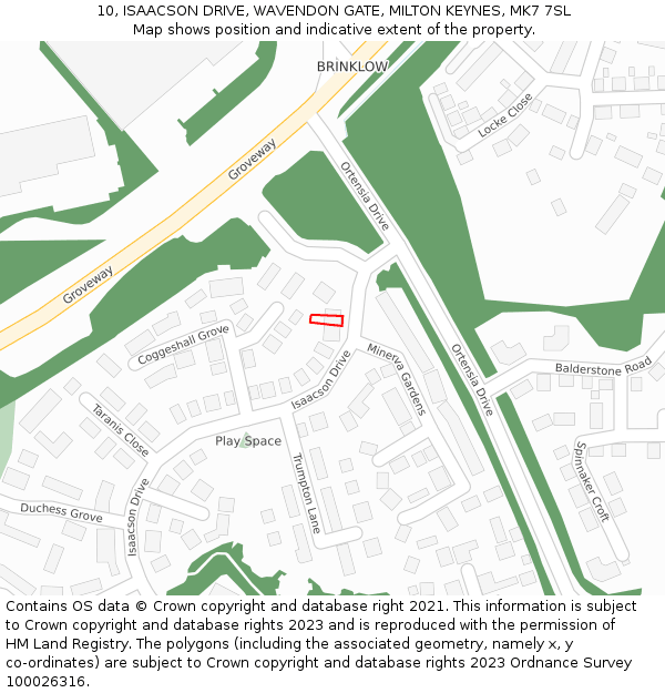 10, ISAACSON DRIVE, WAVENDON GATE, MILTON KEYNES, MK7 7SL: Location map and indicative extent of plot