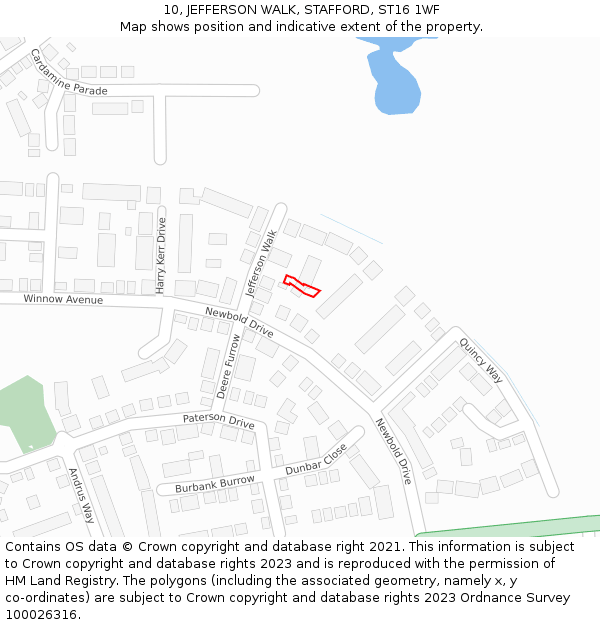 10, JEFFERSON WALK, STAFFORD, ST16 1WF: Location map and indicative extent of plot