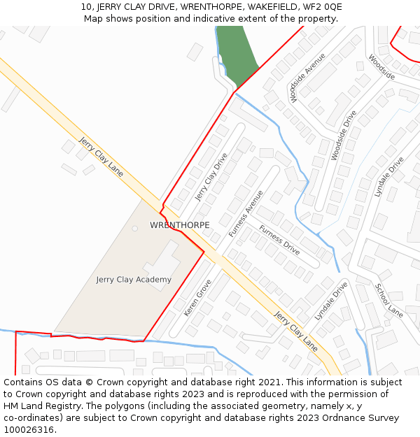 10, JERRY CLAY DRIVE, WRENTHORPE, WAKEFIELD, WF2 0QE: Location map and indicative extent of plot