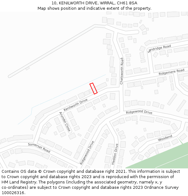 10, KENILWORTH DRIVE, WIRRAL, CH61 8SA: Location map and indicative extent of plot