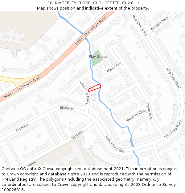 10, KIMBERLEY CLOSE, GLOUCESTER, GL2 0LH: Location map and indicative extent of plot