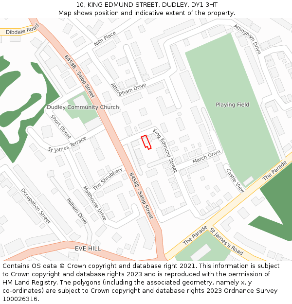 10, KING EDMUND STREET, DUDLEY, DY1 3HT: Location map and indicative extent of plot