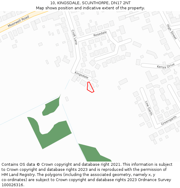 10, KINGSDALE, SCUNTHORPE, DN17 2NT: Location map and indicative extent of plot