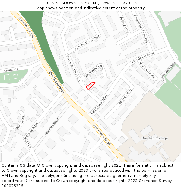10, KINGSDOWN CRESCENT, DAWLISH, EX7 0HS: Location map and indicative extent of plot