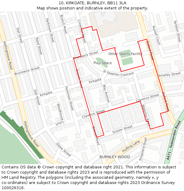 10, KIRKGATE, BURNLEY, BB11 3LA: Location map and indicative extent of plot