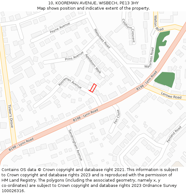 10, KOOREMAN AVENUE, WISBECH, PE13 3HY: Location map and indicative extent of plot