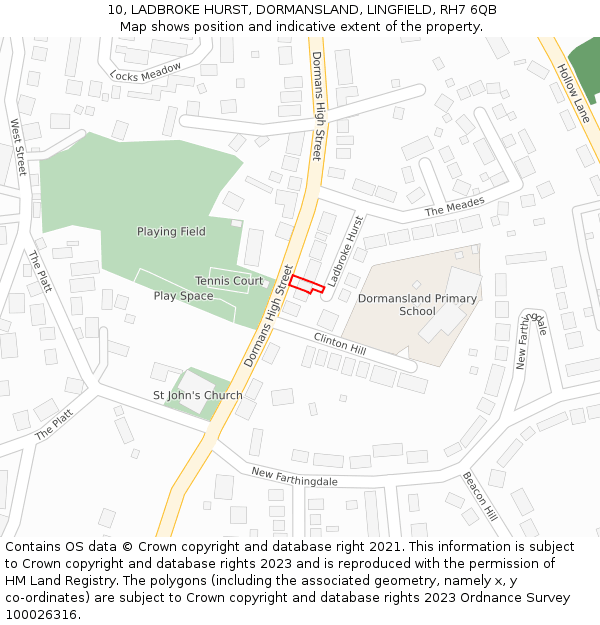 10, LADBROKE HURST, DORMANSLAND, LINGFIELD, RH7 6QB: Location map and indicative extent of plot