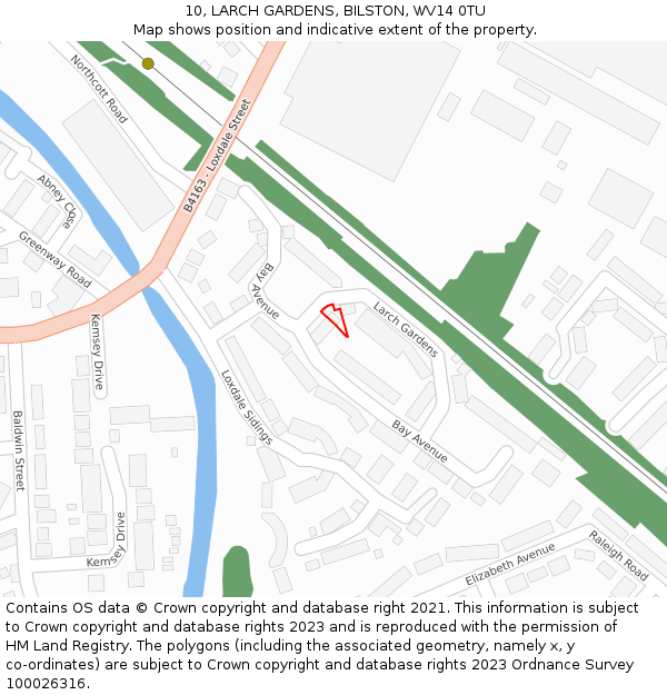 10, LARCH GARDENS, BILSTON, WV14 0TU: Location map and indicative extent of plot