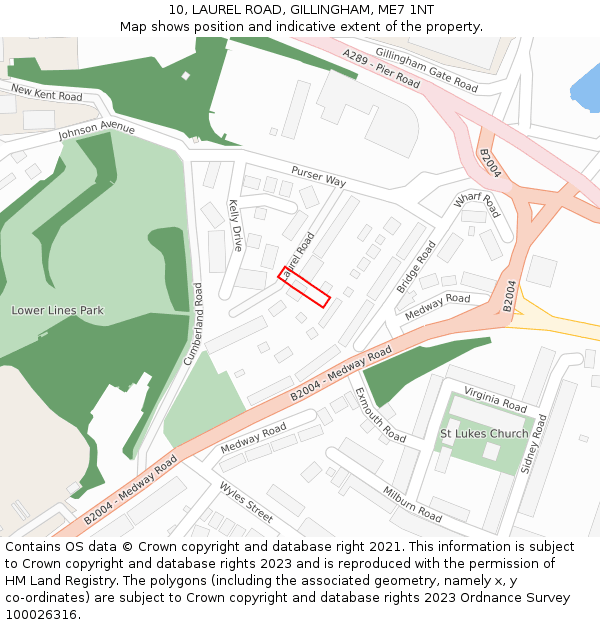 10, LAUREL ROAD, GILLINGHAM, ME7 1NT: Location map and indicative extent of plot