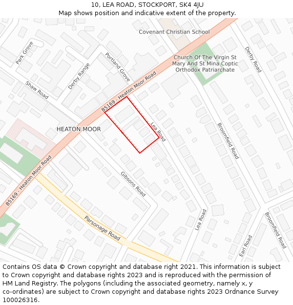 10, LEA ROAD, STOCKPORT, SK4 4JU: Location map and indicative extent of plot