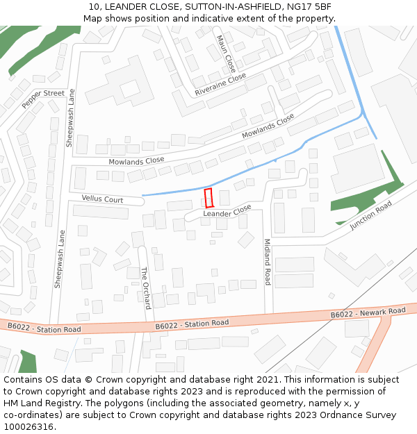 10, LEANDER CLOSE, SUTTON-IN-ASHFIELD, NG17 5BF: Location map and indicative extent of plot
