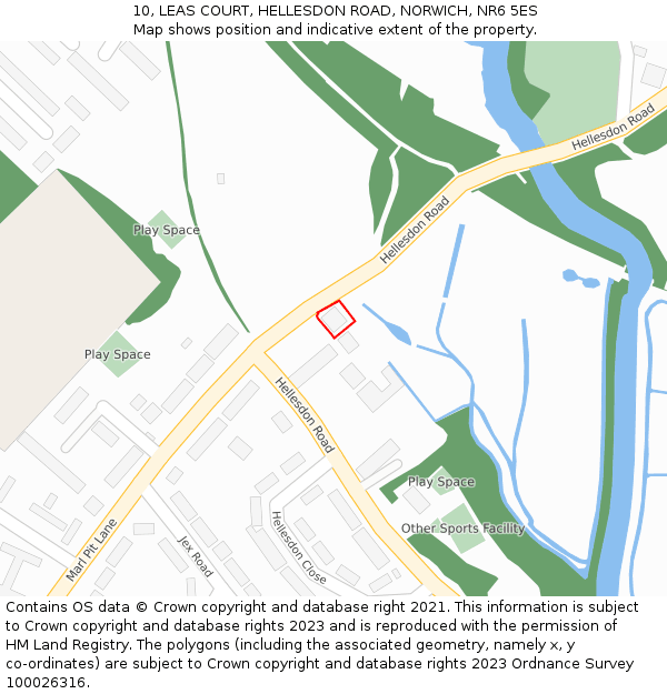 10, LEAS COURT, HELLESDON ROAD, NORWICH, NR6 5ES: Location map and indicative extent of plot