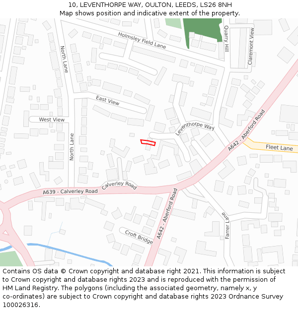 10, LEVENTHORPE WAY, OULTON, LEEDS, LS26 8NH: Location map and indicative extent of plot