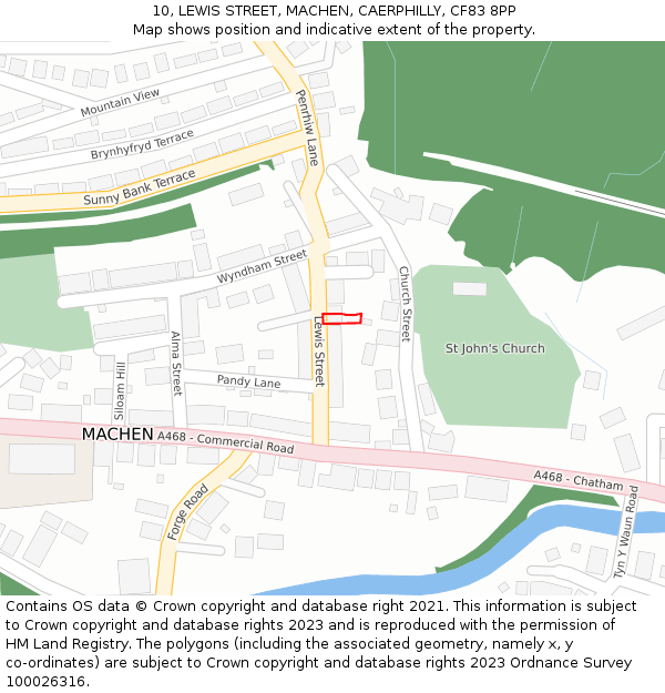 10, LEWIS STREET, MACHEN, CAERPHILLY, CF83 8PP: Location map and indicative extent of plot