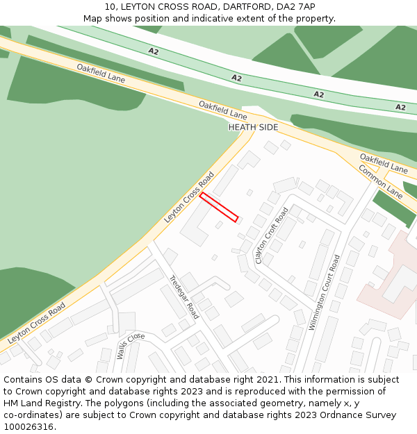 10, LEYTON CROSS ROAD, DARTFORD, DA2 7AP: Location map and indicative extent of plot
