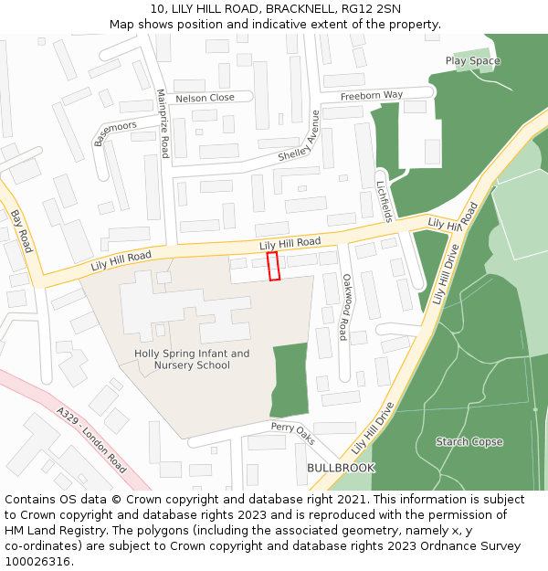 10, LILY HILL ROAD, BRACKNELL, RG12 2SN: Location map and indicative extent of plot