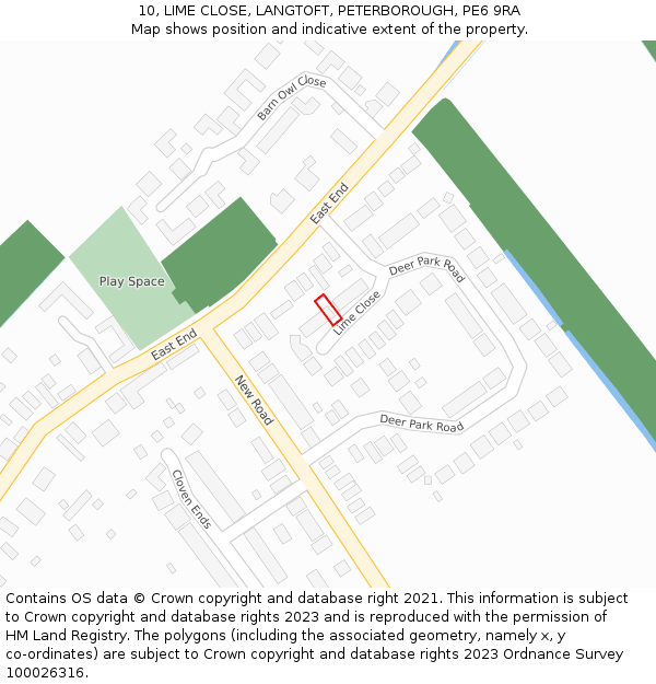 10, LIME CLOSE, LANGTOFT, PETERBOROUGH, PE6 9RA: Location map and indicative extent of plot