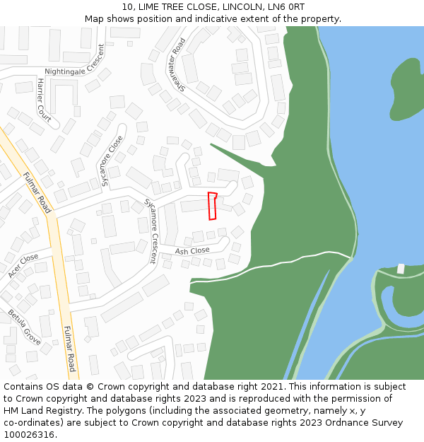 10, LIME TREE CLOSE, LINCOLN, LN6 0RT: Location map and indicative extent of plot