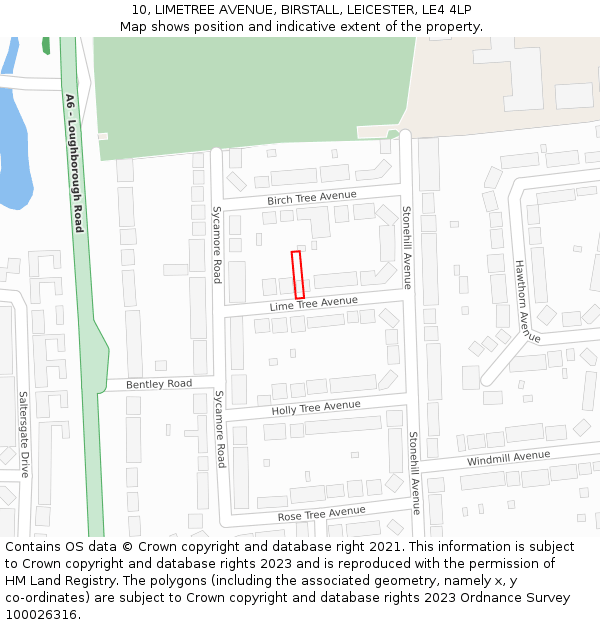 10, LIMETREE AVENUE, BIRSTALL, LEICESTER, LE4 4LP: Location map and indicative extent of plot