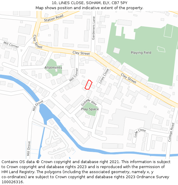10, LINES CLOSE, SOHAM, ELY, CB7 5PY: Location map and indicative extent of plot