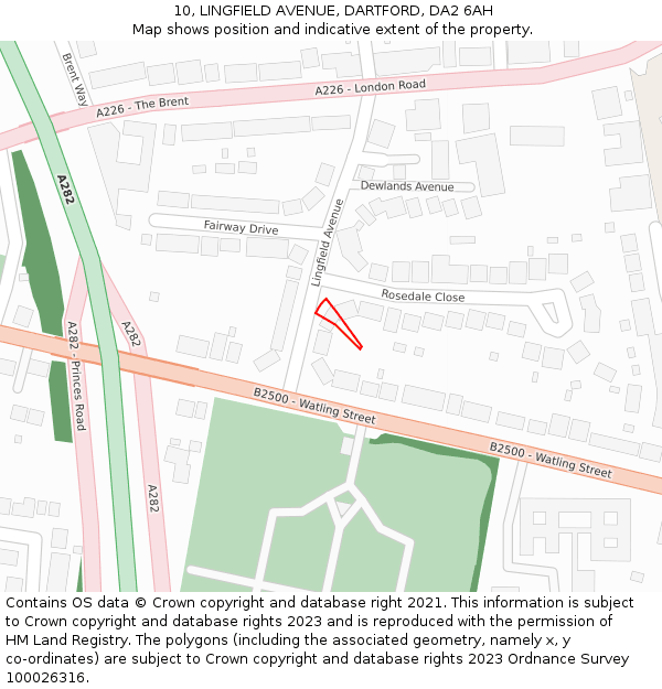 10, LINGFIELD AVENUE, DARTFORD, DA2 6AH: Location map and indicative extent of plot