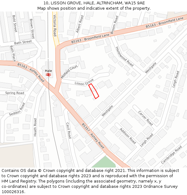 10, LISSON GROVE, HALE, ALTRINCHAM, WA15 9AE: Location map and indicative extent of plot
