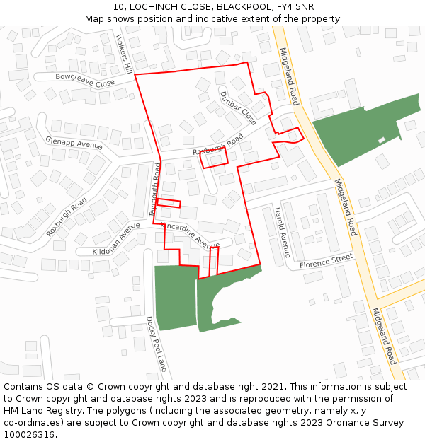 10, LOCHINCH CLOSE, BLACKPOOL, FY4 5NR: Location map and indicative extent of plot