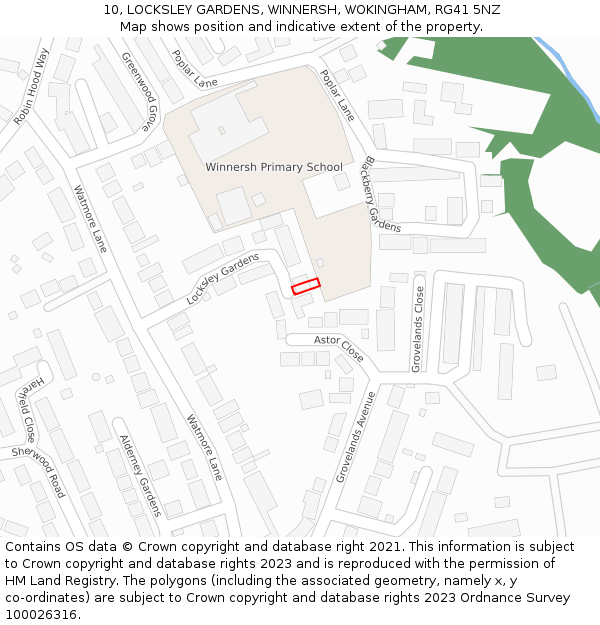 10, LOCKSLEY GARDENS, WINNERSH, WOKINGHAM, RG41 5NZ: Location map and indicative extent of plot