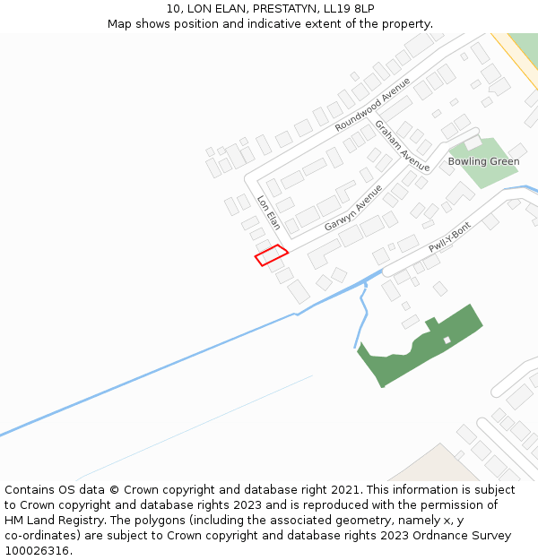 10, LON ELAN, PRESTATYN, LL19 8LP: Location map and indicative extent of plot