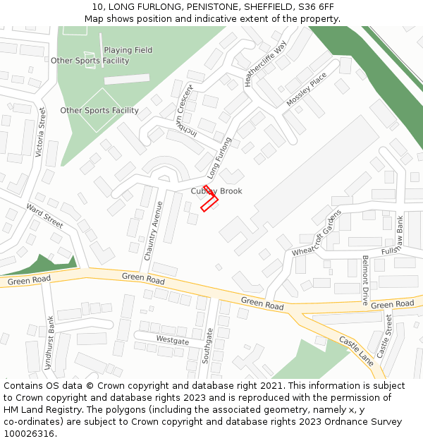 10, LONG FURLONG, PENISTONE, SHEFFIELD, S36 6FF: Location map and indicative extent of plot