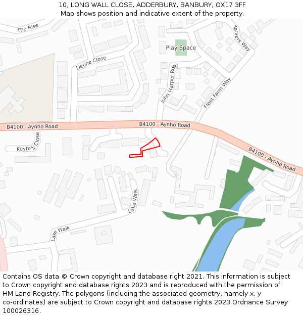 10, LONG WALL CLOSE, ADDERBURY, BANBURY, OX17 3FF: Location map and indicative extent of plot