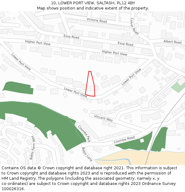 10, LOWER PORT VIEW, SALTASH, PL12 4BY: Location map and indicative extent of plot