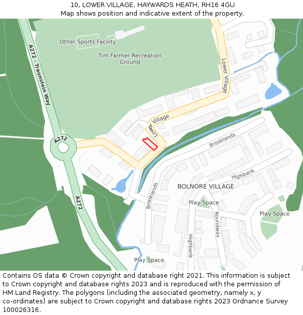 10, LOWER VILLAGE, HAYWARDS HEATH, RH16 4GU: Location map and indicative extent of plot