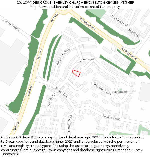 10, LOWNDES GROVE, SHENLEY CHURCH END, MILTON KEYNES, MK5 6EF: Location map and indicative extent of plot