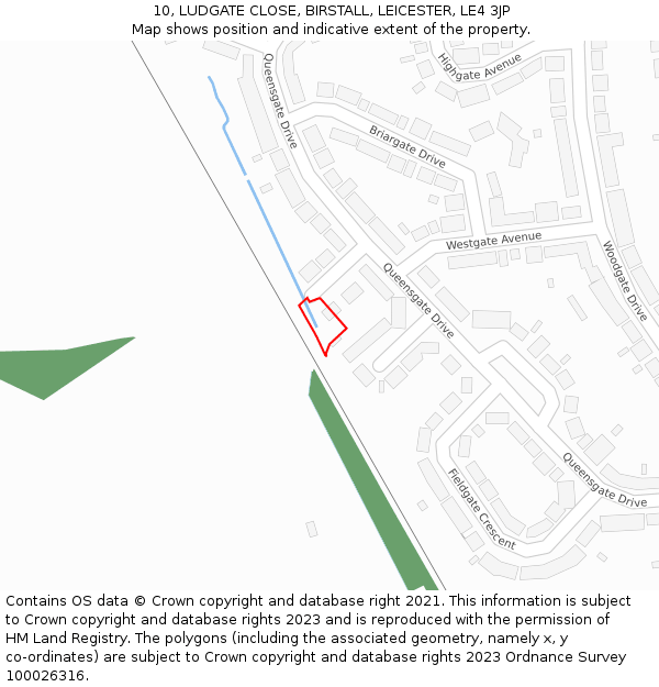 10, LUDGATE CLOSE, BIRSTALL, LEICESTER, LE4 3JP: Location map and indicative extent of plot