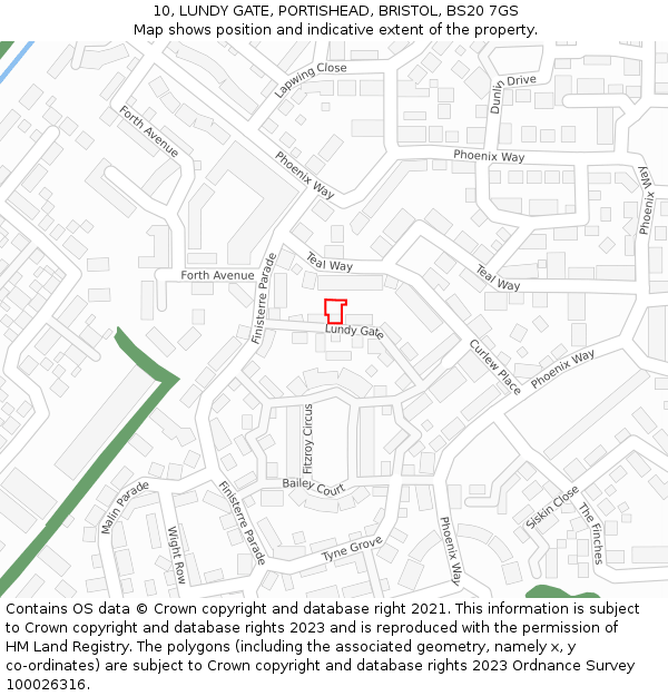 10, LUNDY GATE, PORTISHEAD, BRISTOL, BS20 7GS: Location map and indicative extent of plot