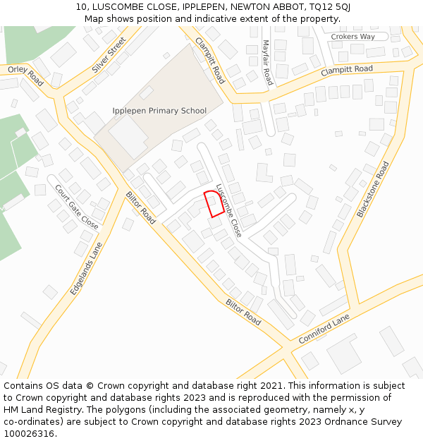 10, LUSCOMBE CLOSE, IPPLEPEN, NEWTON ABBOT, TQ12 5QJ: Location map and indicative extent of plot