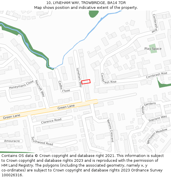 10, LYNEHAM WAY, TROWBRIDGE, BA14 7DR: Location map and indicative extent of plot