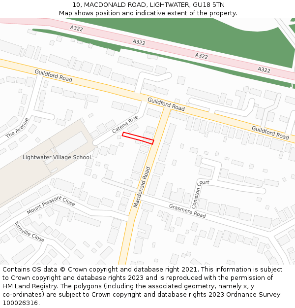 10, MACDONALD ROAD, LIGHTWATER, GU18 5TN: Location map and indicative extent of plot