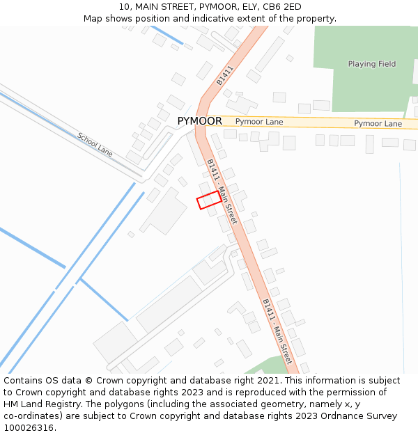 10, MAIN STREET, PYMOOR, ELY, CB6 2ED: Location map and indicative extent of plot