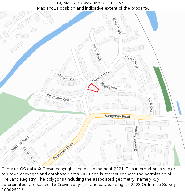 10, MALLARD WAY, MARCH, PE15 9HT: Location map and indicative extent of plot