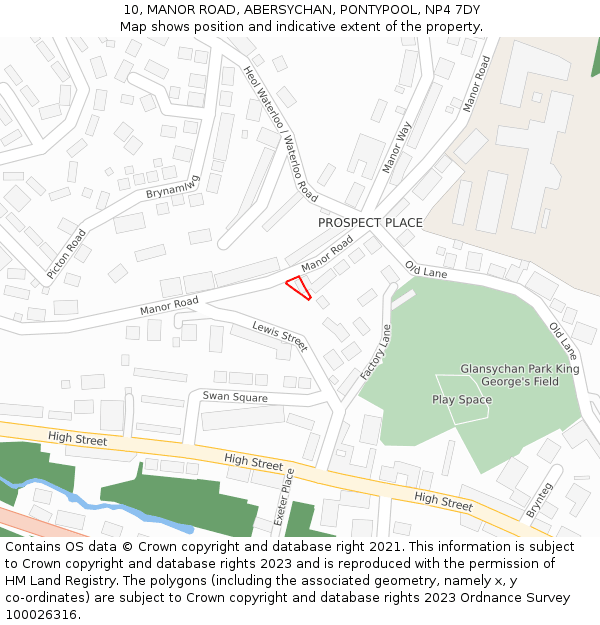 10, MANOR ROAD, ABERSYCHAN, PONTYPOOL, NP4 7DY: Location map and indicative extent of plot